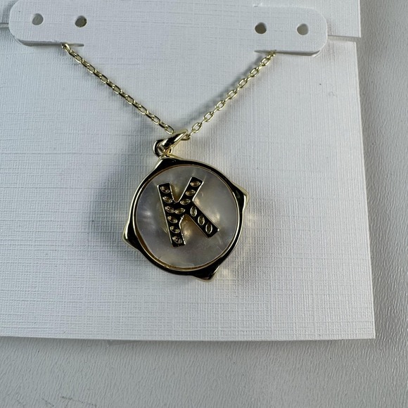 Kendra Scott Necklace Gold Tone Initial K Round Pendant Womens Letter Jewelry - Picture 2 of 5